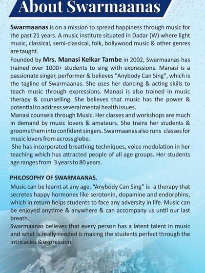 For over 21 years, Swarmaanas has been on a mission to spread happiness through music. This is a detailed look at our philosophy and how we help students become confident performers.