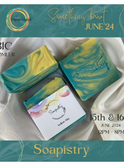 Here's a flyer for our appearance at the "Something 'Bout June" event, highlighting our range of handmade, chemical-free products.