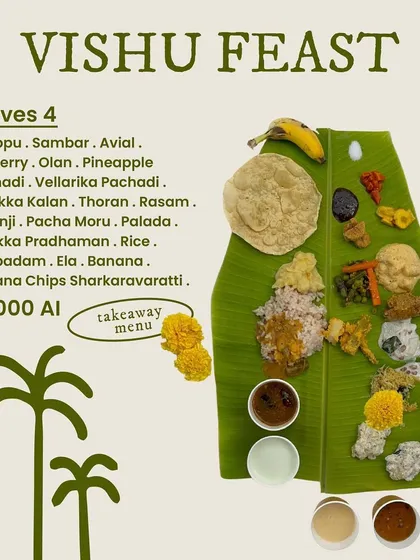 For festivals like Vishu, I prepare special takeaway Sadhya kits. This menu for four includes over 15 traditional vegetarian dishes, from Parippu and Sambar to two kinds of Payasam, all packed and ready for you to enjoy a no-fuss feast at home.