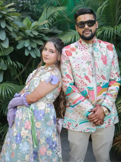 Another stylish portrait of the couple. The makeup is designed to be photo-ready and long-lasting for any event.