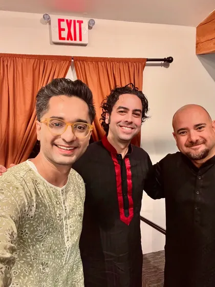 A happy picture with the brilliant brothers, Alam Khan Da and Arjun Verma bhai, after our concerts in Albuquerque. The camaraderie between artists is a special bond.