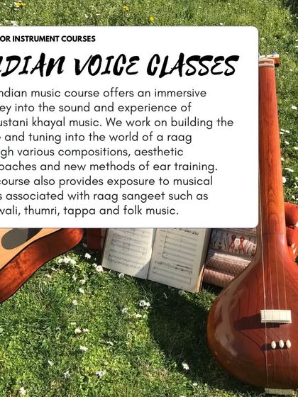 We offer an immersive course in Indian voice, covering Hindustani khayal, qawwali, thumri, and folk music. This is a space to build your voice and tune into the world of raag.
