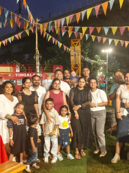 An evening celebration at our outdoor venue in Punjabi Bagh. We provide a festive setting for groups to gather and make memories.