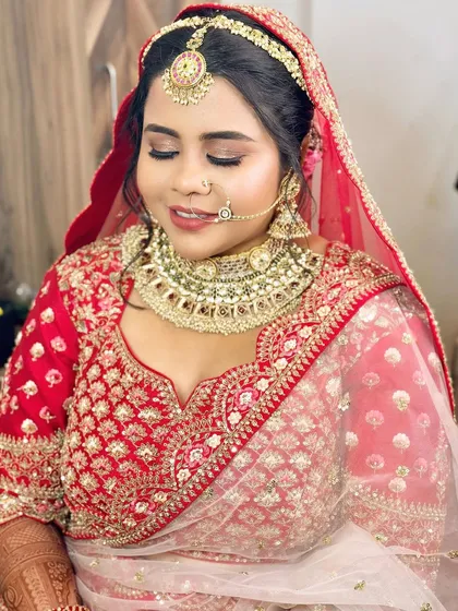A shot capturing the soft glam eye makeup and the flawless base that looks like second skin.