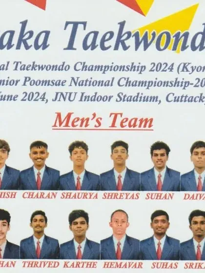 The official poster for the Karnataka Taekwondo Men's Team for the 3rd Junior National Championship.
