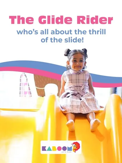 Meet the Glide Rider! This little one loves the thrill of our bright yellow slide.