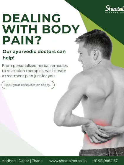 Are you dealing with persistent body pain? Our Ayurvedic doctors create personalized treatment plans that go to the root of the problem. From herbal remedies to targeted relaxation therapies, we can help you manage and heal your pain naturally. Book a consultation to start your journey.