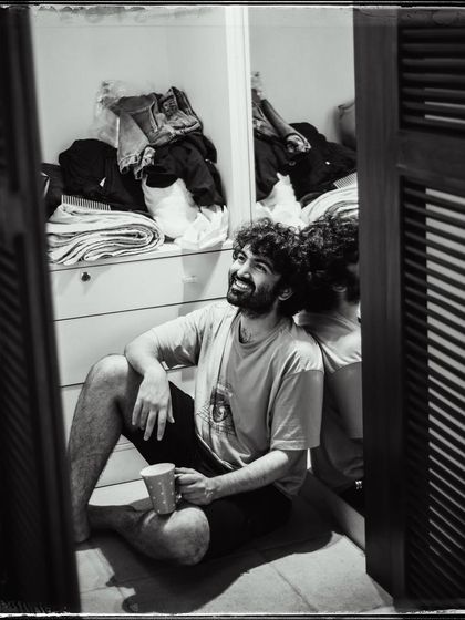 Pranay, sitting in his closet with a cup of coffee. I love finding beauty and story in the most unexpected, personal spaces.