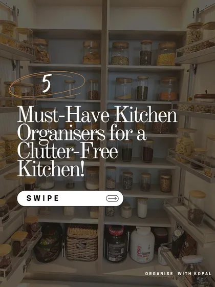 Here are five must-have organizers for a clutter-free kitchen. This pantry is a perfect example of how to use them effectively.