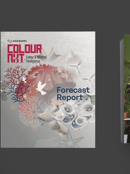 The cover design for the Asian Paints ColourNext Forecast Report. The artwork alludes to the theme of the year, while the clean typography and silver foil finish establish the publication as a premium, authoritative piece of material intelligence.