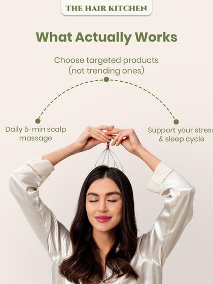 What actually works is a combination of targeted products chosen for your specific issue, a daily 5-minute scalp massage to boost circulation, and managing your stress and sleep cycle.