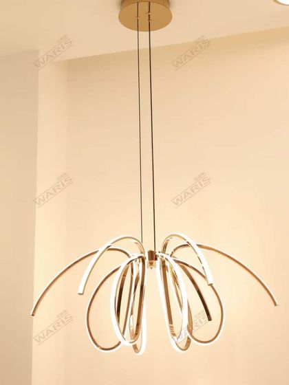 This abstract, flower-like chandelier uses curved LED tubes to create a soft, continuous glow. It's a modern and artistic fixture for any living space.