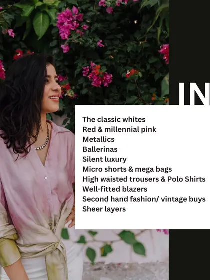 For 2024, I'm loving classic whites, metallics, well fitted blazers, and sheer layers. These are trends that are both modern and timeless. See my full list of what's "IN" for the year.