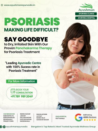We offer proven Panchakarma therapies for managing difficult skin conditions like Psoriasis. This image represents our promise to help you say goodbye to dry, irritated skin through natural, root-cause treatments that have a high success rate.