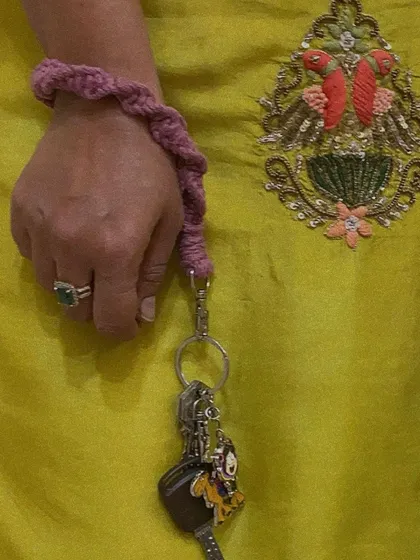 My macrame wristlets are designed to slip comfortably over your hand, so you can carry your keys hands-free while running errands.