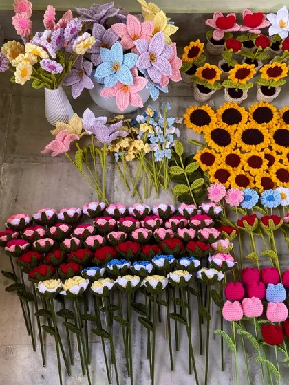 A beautiful arrangement of finished bouquets and loose stems from a recent bulk order.