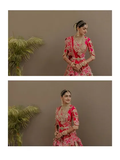 Another set of portraits of the bride, looking elegant and happy. These simple, clean shots focus entirely on her radiant presence.