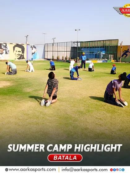 Core strength is vital for any cricketer. Here, my students are engaged in stretching and strengthening exercises during a summer camp session.