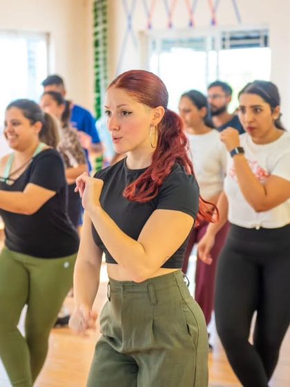 A candid shot from the weekend workshop with Diego and Sofia. Look at the focus and joy as students learn new shines and techniques from these world class artists.