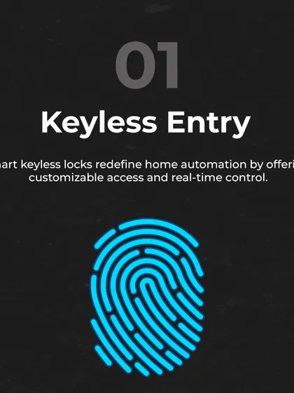 Go completely keyless with biometric security. My smart locks use fingerprint recognition to provide customizable, real-time access control, redefining home security.