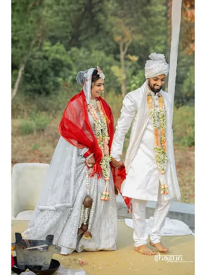 With every circle around the sacred fire, we vow to love each other for eternity. A beautiful moment from a Pahadi wedding ceremony.