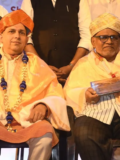 A close up from the Ustad Hameed Khan Sangeetotsav, where my senior Naushad Gulab saheb Sitarmaker was felicitated alongside Pandit Anand Bhate.