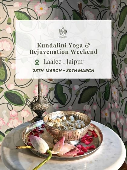 A bowl of kheer offered in a silver bowl, surrounded by lotus petals. Every detail of our Jaipur rejuvenation weekend is curated to be beautiful, nourishing, and intentional.