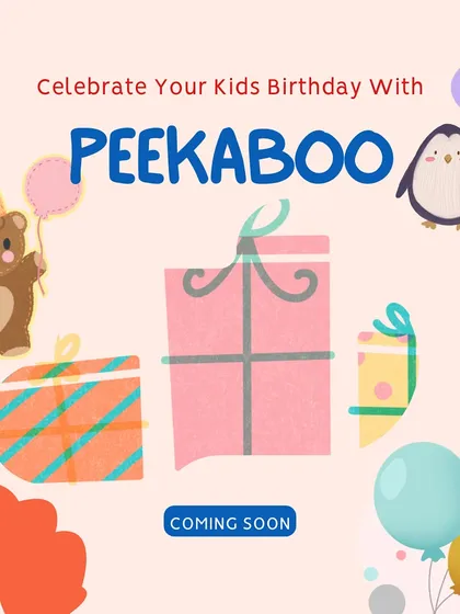 An illustration announcing that you can celebrate your kid's birthday with us.