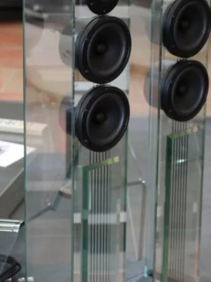 For a truly unique aesthetic, we offer the Waterfall Audio speaker range. Their transparent glass bodies provide a stunning visual statement without compromising on clear, powerful sound.