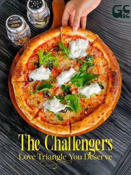 The love triangle you deserve. Our delicious pizza with generous toppings is perfect for sharing.