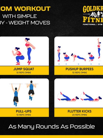An introduction to EMOM (Every Minute On the Minute) workouts. This guide provides a simple bodyweight circuit including jump squats, pushup burpees, pull-ups, and flutter kicks, designed to build muscle and work capacity.