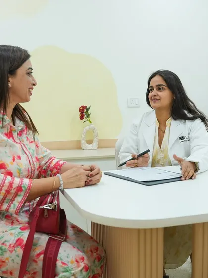 A glimpse into a one-on-one consultation with Dr. Shayista Kazi during one of our wellness events. We value creating a comfortable space for open conversation.