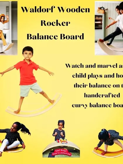 The Waldorf Wooden Rocker Balance Board is a simple yet incredibly versatile toy. It can be a rocker, a bridge, a slide, or a seat, stimulating imagination while improving balance.
