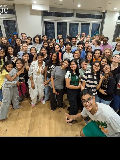 A group photo capturing the wonderful camaraderie between our Singing Tree Youth Choir and the visiting Ulmer Spatzen Choir from Germany.