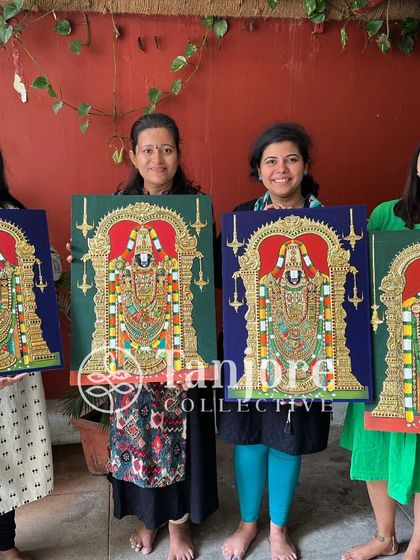 Our amazing students with their absolutely gorgeous Tanjore paintings of Lord Balaji. We cherish meeting each one of them.