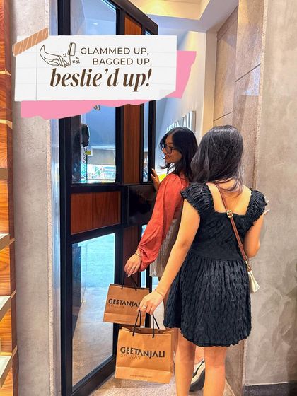 Glammed up, bagged up, bestie'd up! Leaving the salon with fresh looks and shopping bags, ready to take on the world together.
