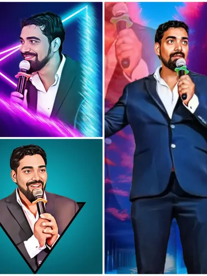 A creative edit showing me in action. As your 'Host and Dost', I bring a modern and dynamic approach to wedding entertainment, and my style reflects that.
