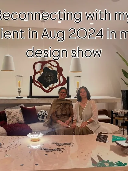 Reconnecting with a past client at one of our design shows. The journey of a designer is marked by these wonderful relationships built on trust and a shared love for beautiful spaces.