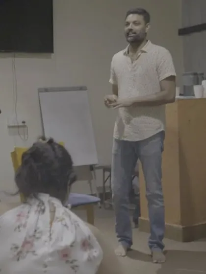 Another photo of me interacting with the audience during a performance. The connection with the crowd is key.