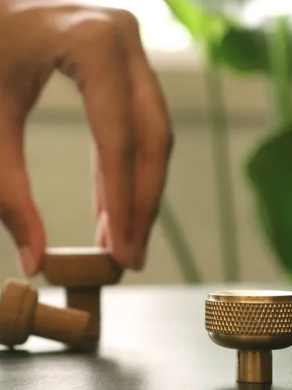 We believe that the smallest details define the experience of a space. This custom designed brass knob, seen here in its prototype and final form, is an example of our commitment to creating bespoke elements that carry a consistent material narrative throughout a home.