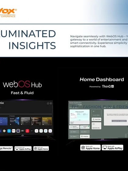 The WebOS Hub provides a fast and fluid interface for all your entertainment. The home dashboard, powered by ThinQ AI, organizes all your content and connected devices in one simple and sophisticated hub.