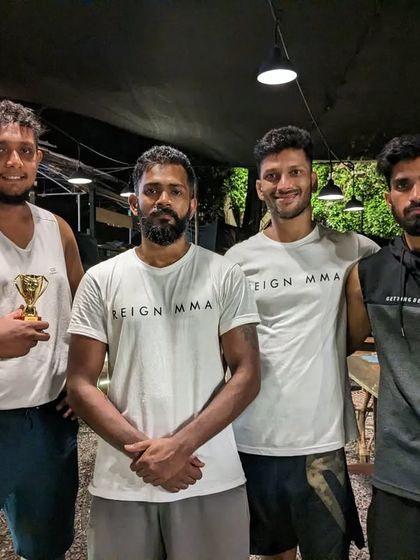 The team after the Art of Combat event in Goa. We had a win and two tough losses, but every fight is a learning opportunity that makes us stronger.