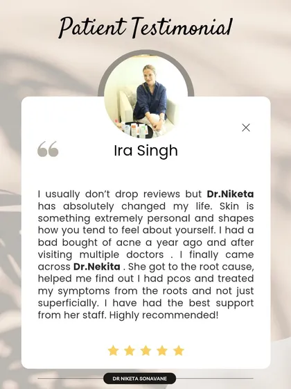 This is a perfect example of my philosophy in action. This patient's acne was a symptom of underlying PCOS. By treating the root hormonal imbalance and not just the surface-level acne, we were able to achieve results that had eluded her after visiting multiple other doctors.