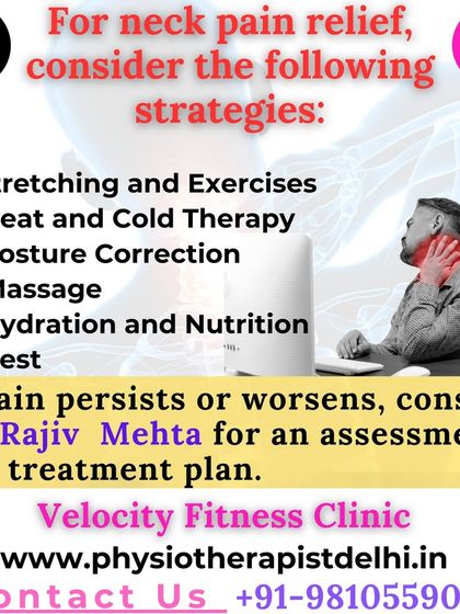 If you suffer from neck pain, this graphic lists several strategies for relief. These include stretching, posture correction, and using heat or cold therapy to manage symptoms.