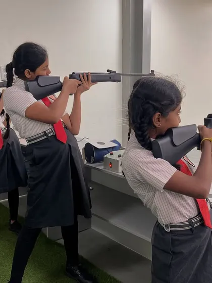 Students from BS International School learning the fundamentals of rifle shooting. Our school programs make the sport accessible to a wider community.