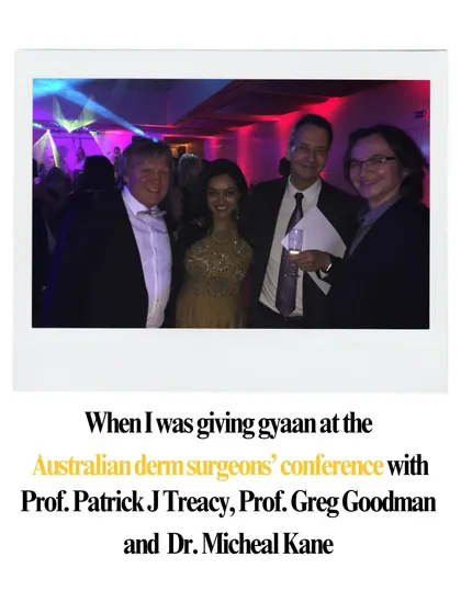 Sharing knowledge at the Australian Derm Surgeons' conference with esteemed colleagues Prof. Patrick Treacy, Prof. Greg Goodman, and Dr. Michael Kane. These global exchanges are priceless.