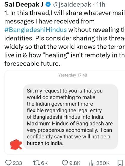 I began a thread to share messages I received from Bangladeshi Hindus, without revealing their identities, to show the world the terror they live in.
