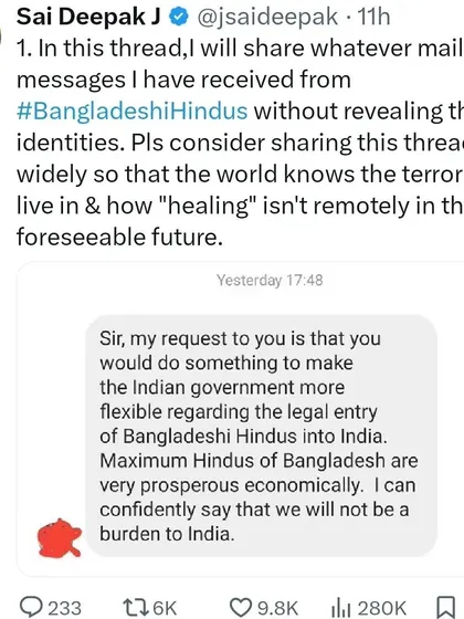 The beginning of a thread where I share messages from Bangladeshi Hindus. I do this to give a voice to the voiceless and show the world the terror they are living in.
