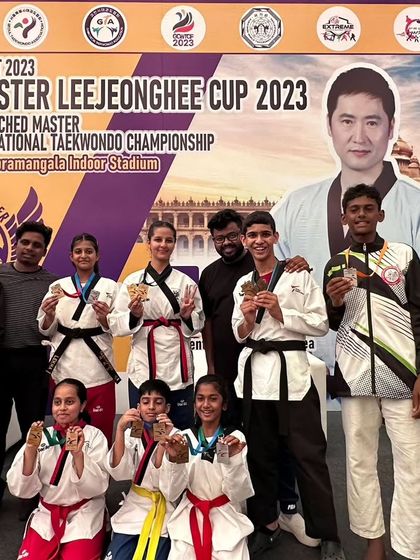 A heist of gold medals from Team KTA at the Korea India Kukkiwon International Championship. Our students with their well-earned medals after a tough competition.