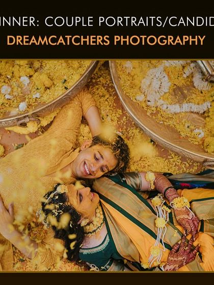 We are so proud that our work has been recognized. This image is a testament to our passion for capturing unique and emotional couple portraits, especially during vibrant celebrations like the Haldi.